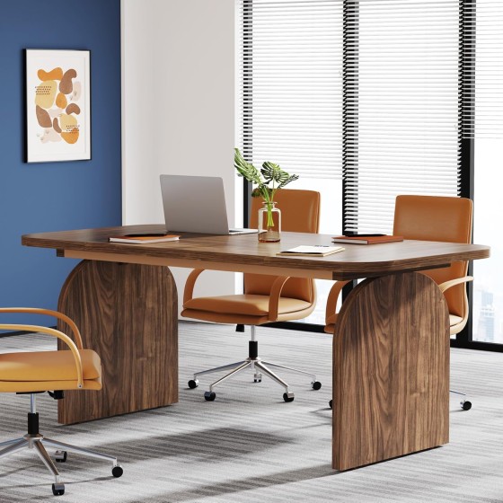 Tribesigns 63-inch Conference Room Table for 4-6 Person, Retro 5.2 ft Small Rectangle Meeting Room Table